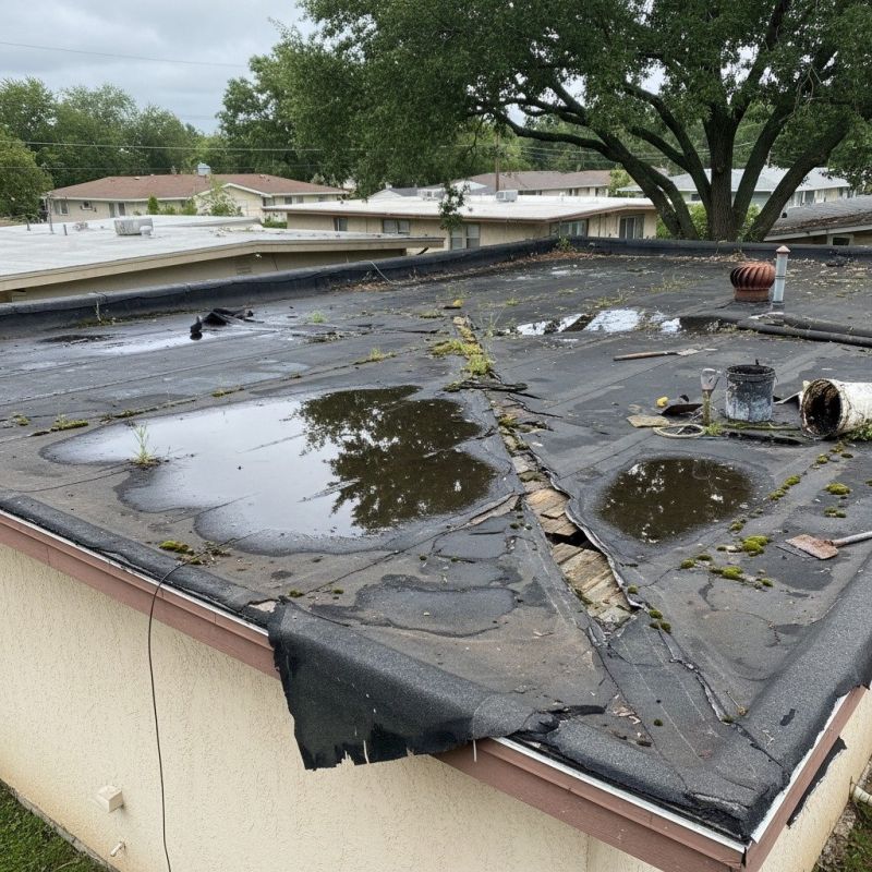 Flat Roof Repair After Storm Or Wind Damage